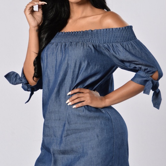 lac bleu Dresses & Skirts - Fashion Nova off the shoulder dress denim